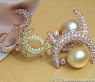 Stunning Dangling Earrings with Golden Southsea Pearls and Diamonds