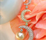 Stunning Dangling Earrings with Golden Southsea Pearls and Diamonds