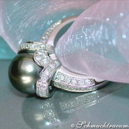 Tahitiperle Ring mit Brillanten