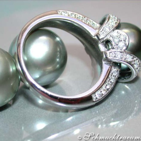 Tahitiperle Ring mit Brillanten