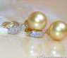 Fine Golden Southsea Pearl Earrings / Hoops with Diamonds