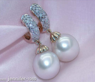 Fine Southsea Pearl Earrings / Hoops with Diamonds