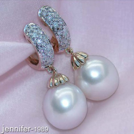 Fine Southsea Pearl Earrings / Hoops with Diamonds
