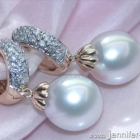 Fine Southsea Pearl Earrings / Hoops with Diamonds