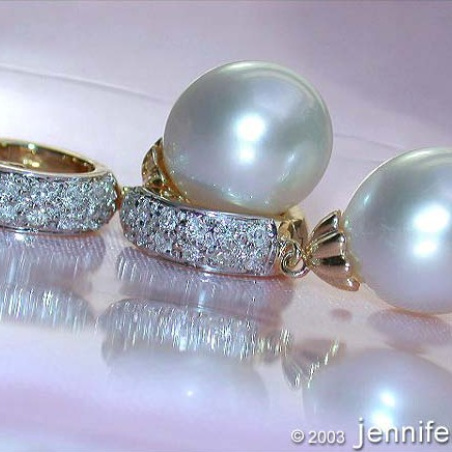 Fine Southsea Pearl Earrings / Hoops with Diamonds