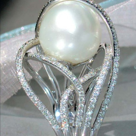 Südseeperle Ring mit Brillanten