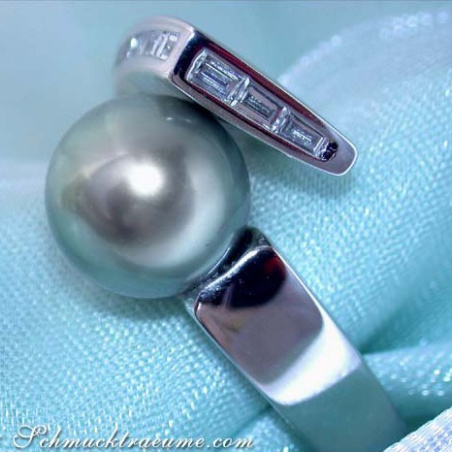 Tahitiperle Ring mit Diamanten