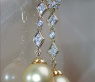 Long Dangling Earrings with Golden Southsea Pearls