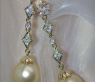 Long Dangling Earrings with Golden Southsea Pearls