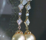 Long Dangling Earrings with Golden Southsea Pearls