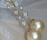 Long Dangling Earrings with Golden Southsea Pearls