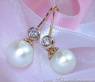 Enchanting Southsea Pearl Hanging Earrings with Diamonds