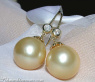 Pretty Hanging Earrings with Southsea Pearls & Diamonds