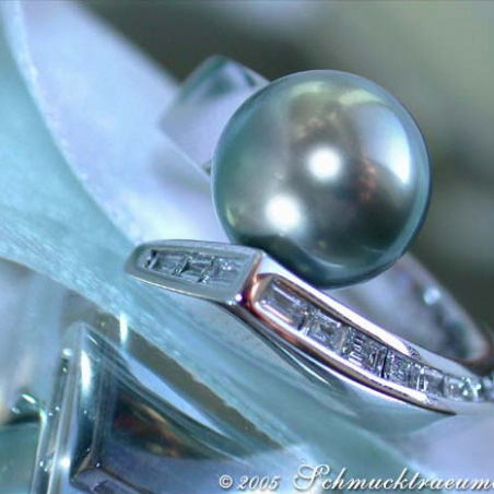 Tahitiperle Ring mit Diamanten
