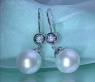 Pretty Southsea Pearl Hanging Earrings with Diamonds