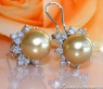 Pretty "Star" Studs with Golden Southsea Pearls & Diamonds
