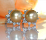 Pretty "Star" Studs with Golden Southsea Pearls & Diamonds