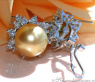 Pretty "Star" Studs with Golden Southsea Pearls & Diamonds