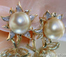 Blossom Style Studs with Golden Southsea Pearls & Diamonds