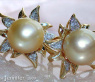 Blossom Style Studs with Golden Southsea Pearls & Diamonds