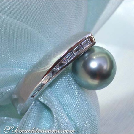 Tahitiperle Ring mit Diamanten
