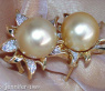 Blossom Style Studs with Golden Southsea Pearls & Diamonds