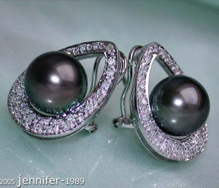Pretty Tahitian Pearl Diamond Studs - Mikimoto Design