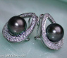 Pretty Tahitian Pearl Diamond Studs - Mikimoto Design