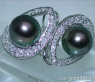 Pretty Tahitian Pearl Diamond Studs - Mikimoto Design