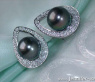 Pretty Tahitian Pearl Diamond Studs - Mikimoto Design
