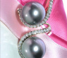 Beautiful Tahitian Pearl Earrings with Diamonds in Yellow Gold