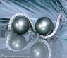 Beautiful Tahitian Pearl Earrings with Diamonds in White gold