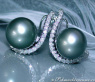 Beautiful Tahitian Pearl Earrings with Diamonds in White gold