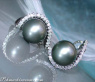 Beautiful Tahitian Pearl Earrings with Diamonds in White gold