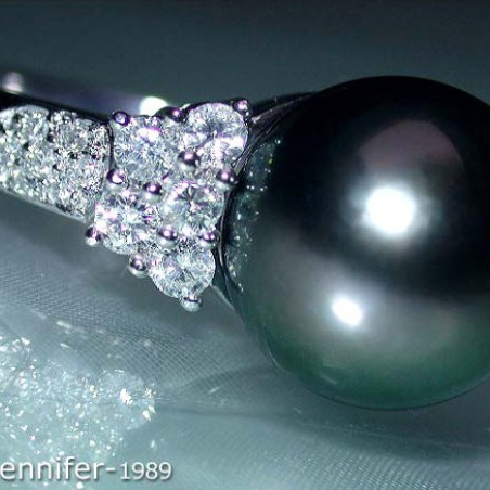 Tahitiperle Ring mit Brillanten