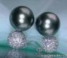 Pretty Tahitian Pearl Earrings with Diamond Pavé Balls