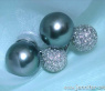 Pretty Tahitian Pearl Earrings with Diamond Pavé Balls