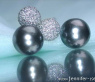 Pretty Tahitian Pearl Earrings with Diamond Pavé Balls