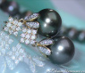 Pretty Tahitian Pearl Earrings with Diamond Squares