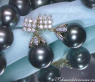 Pretty Tahitian Pearl Earrings with Diamond Squares