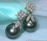 Pretty Tahitian Pearl Earrings with Diamond Squares