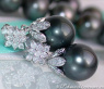 Tahitian Pearl Earrings with Diamond Squares