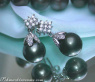 Tahitian Pearl Earrings with Diamond Squares