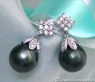 Tahitian Pearl Earrings with Diamond Squares
