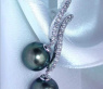 Curved Tahitian Pearl Earrings with Diamonds