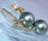 Simple Tahitian Pearl Diamond Earrings in Yellow gold 18k