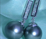 Simple Tahitian Pearl Diamond Earrings in White gold 18k