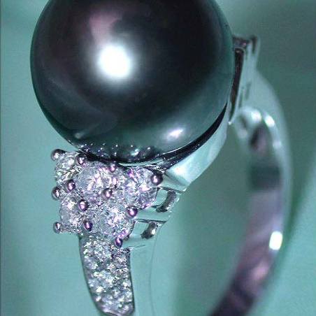 Tahitiperle Ring mit Brillanten