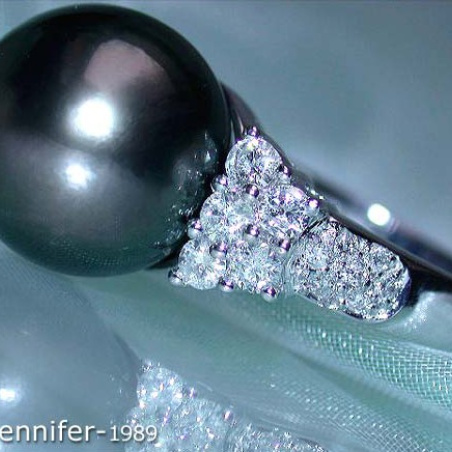 Tahitiperle Ring mit Brillanten