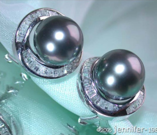 Gorgeous Tahitian Pearl Studs with Diamonds